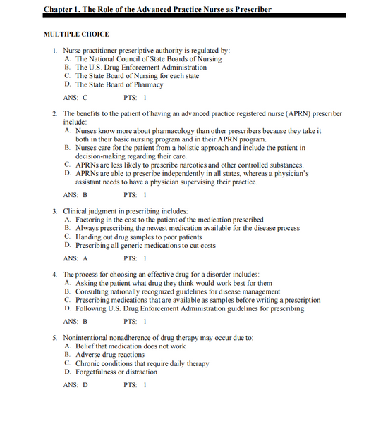 Test Bank Pharmacotherapeutics for Advanced Practice Nurse Prescribers 6th by Woo Wright