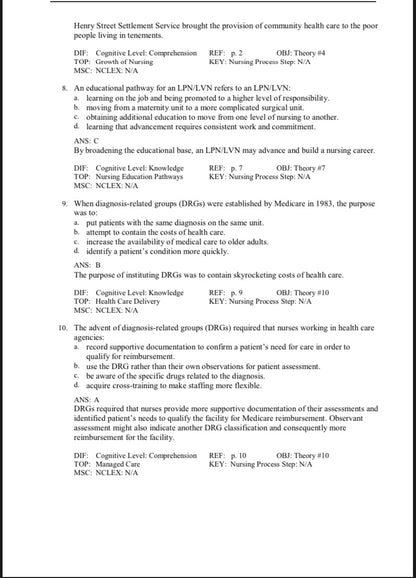 Test Bank Fundamental Concepts and Skills for Nursing 6th Edition by Williams